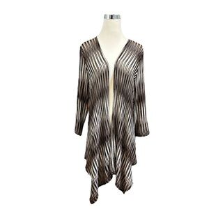 NWOT Chico's Travelers Brown Taupe Black Open Front Topper Jacket Size 2 Large